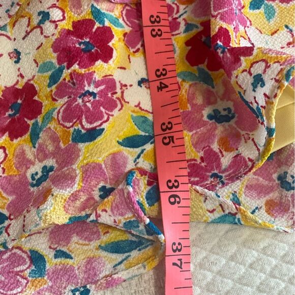 BCBG Paris Spring Floral Ruffle Yellow, White, Red & Pink  Mini Dress - Picture 7 of 9